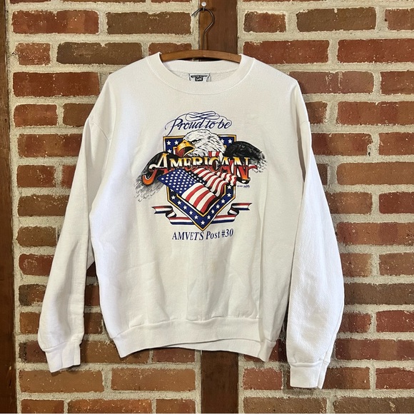 Proud to be American Bald Eagle USA America 90s Sweatshirt Large - Picture 1 of 9